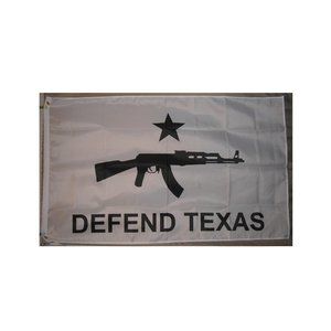 Defend Texas 3'x5' White Flag banner Patriot Gadsden Dont Tread On Me AK-47